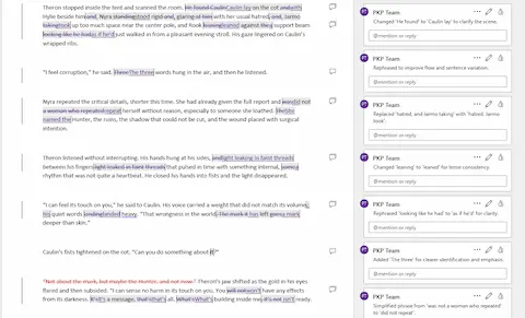 Manuscript editor sample: tracked changes and margin comments