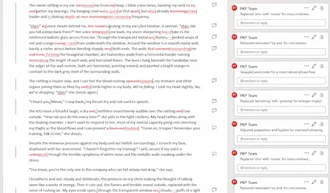 Novel editor sample: tracked changes on a completed draft